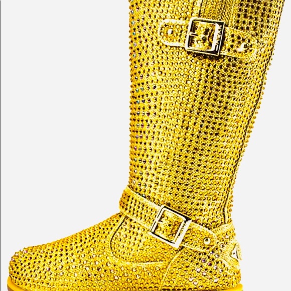 Shoes - Gold crystal rhinestone boots